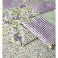 thumbnail image 6 of Chezmoi Collection Daisy 3-Piece Printed Patchwork Comforter Set, Purple Butterfly Botanical Candy Stripe Checkered Lightweight Reversible Microfiber Bedding, Queen Size, 6 of 8