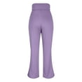 thumbnail image 6 of Women's Fleece Lined Leggings High Waist Bootcut Yoga Pants with Pockets Winter Thermal Warm Soft Flare Lounge Tights Purple M, 6 of 8