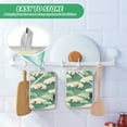 thumbnail image 4 of Yayeee Pot Holders Kitchen Heat Resistant with Pocket 7"x9.8" Cotton Oven Cooking Hot Pads, Green Wave Pattern, 4 of 7