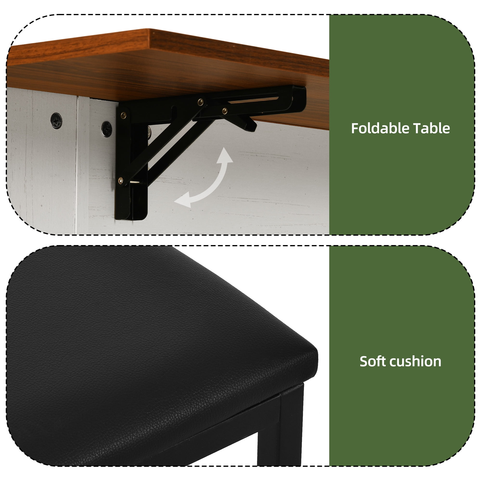Uforic Kitchen Island Table with Seating & Drop Leaf, Kitchen Island with Storage & Wheels, Off-White