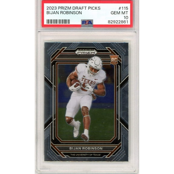 Graded 2023 Panini Prizm Draft Picks Bijan Robinson #115 Rookie RC Football Card PSA 10 Gem Mint
