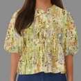thumbnail image 1 of Fiudx Ofertas Flash Artículos En Oferta Top de Camiseta con Cuello Redondo y Manga Farol Plisada con Lazo para Mujer, 1 of 5