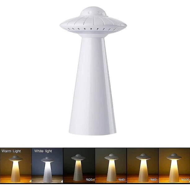 Luz nocturna LED OVNI para niños, lámpara de noche recargable por USB sin parpadeo con 3 modos de iluminación, ideal para cumpleaños, Halloween y Navidad, color blanco.
