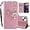 Rose Gold, variant on Compatible with Apple iPhone 15 Flip Glitter Wallet Case for Women, Pu Leather with Card Slots Crystal Diamond Owl Embossing Shockproof Cover Case for iPhone 15 MTY-Red