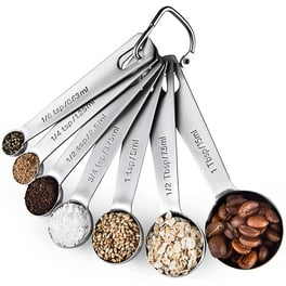 Magnetic Stainless Steel Measuring Spoons - Set of 6 Metal Measurement Spoon  for Dry and Liquid Ingredients - BPA Free Teaspoon and Tablespoon for Home,  Kitchen, Baking, Cooking, I2179 