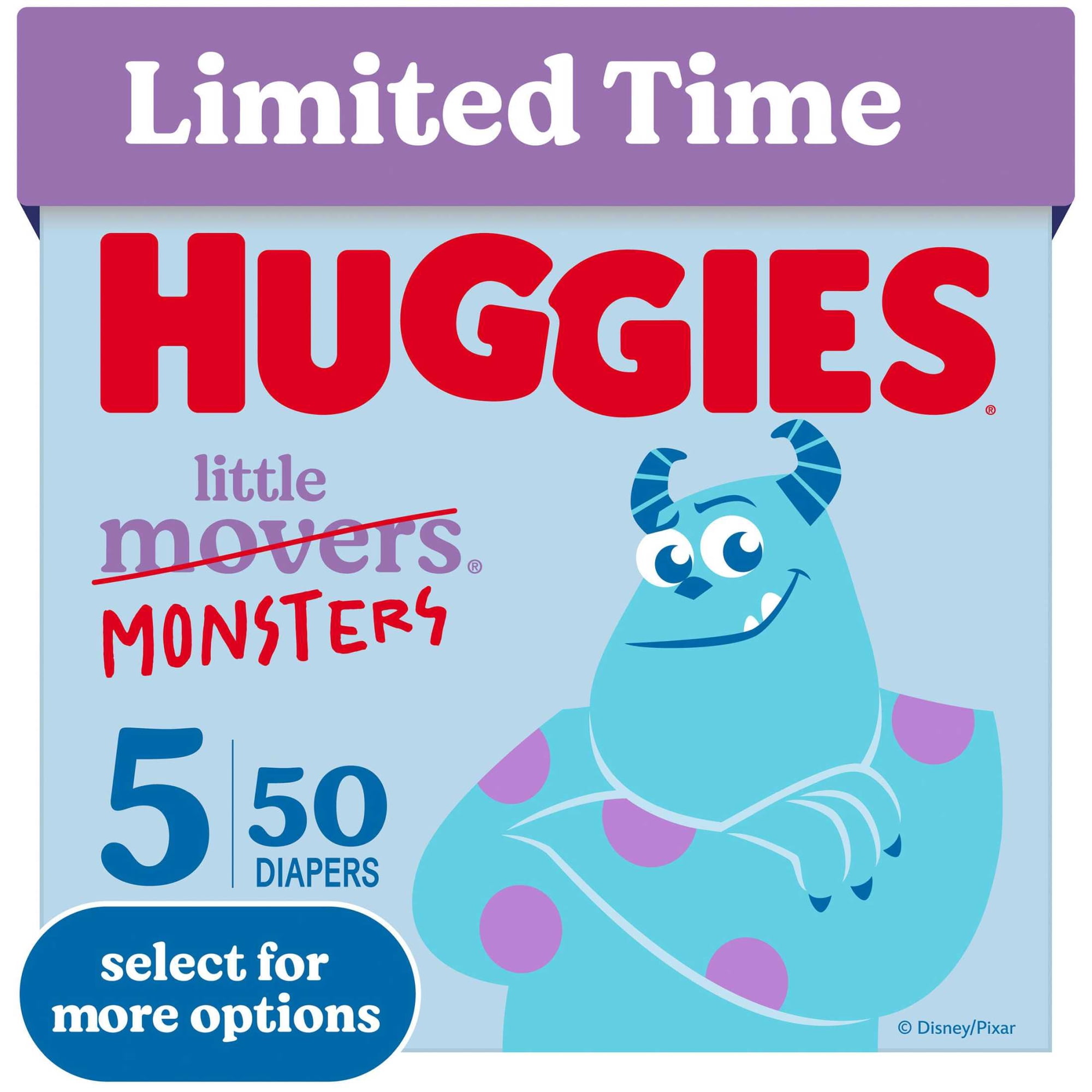 Huggies Little Movers, Little Monsters Edition Baby Diapers, Size 5, 50 Count