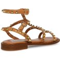 thumbnail image 3 of Steve Madden Sunnie Tan Ankle Strap Squared Open Toe Gladiator Flats Sandals (Tan, 7), 3 of 5