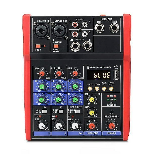 G-MARK Analog Mixer Audio 4 Channel DJ Audio Mixer Bluetooth Studio Karaoke  For PC Live Performance KTV Home Stage Music Effects Sound Card Protable