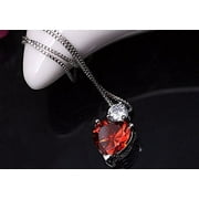 Ruby Heart Earrings and Necklace Jewelry Set