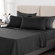 thumbnail image 1 of Juego de Sábanas Tamaño Individual-XL, Sábanas de Cama Transpirables y Suaves, Sábanas y Fundas de Almohada de Hotel, Bolsillo Profundo hasta 16", Negro, 1 of 7