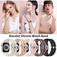 thumbnail image 5 of ALMNVO Women Silicone Sport Band Compatible with Apple Watch Band iWatch Sersie Bands 40mm 44mm 41mm 38mm 45mm 42mm 49mm, Cute Breathable Sport Strap for iWatch Series 9 SE 8 7 6 5 4 3 Ultra 2, 5 of 8