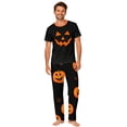 thumbnail image 3 of Family Pajamas Matching Sets - 2 piece Pumpkin Face Print Short Sleeve Tops + Pants Sets,Halloween Pajamas Matching Sets for Family Halloween Night for L Pjs, 3 of 8