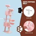 thumbnail image 6 of Amolife 73.6" Extra Large Corner Cat Tree, Fan-Shaped Tower with Scratching Posts & Condo House for Indoor Cats, Pink, 6 of 10
