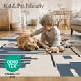 thumbnail image 4 of ODIKA 4'x6' Blue Beige Geometric Spirit Design Washable Area Rug Modern Abstract Pattern with Accents Non-Slip, Chair-Friendly, Flatwoven for Home Office, Under Desk, 4 of 7