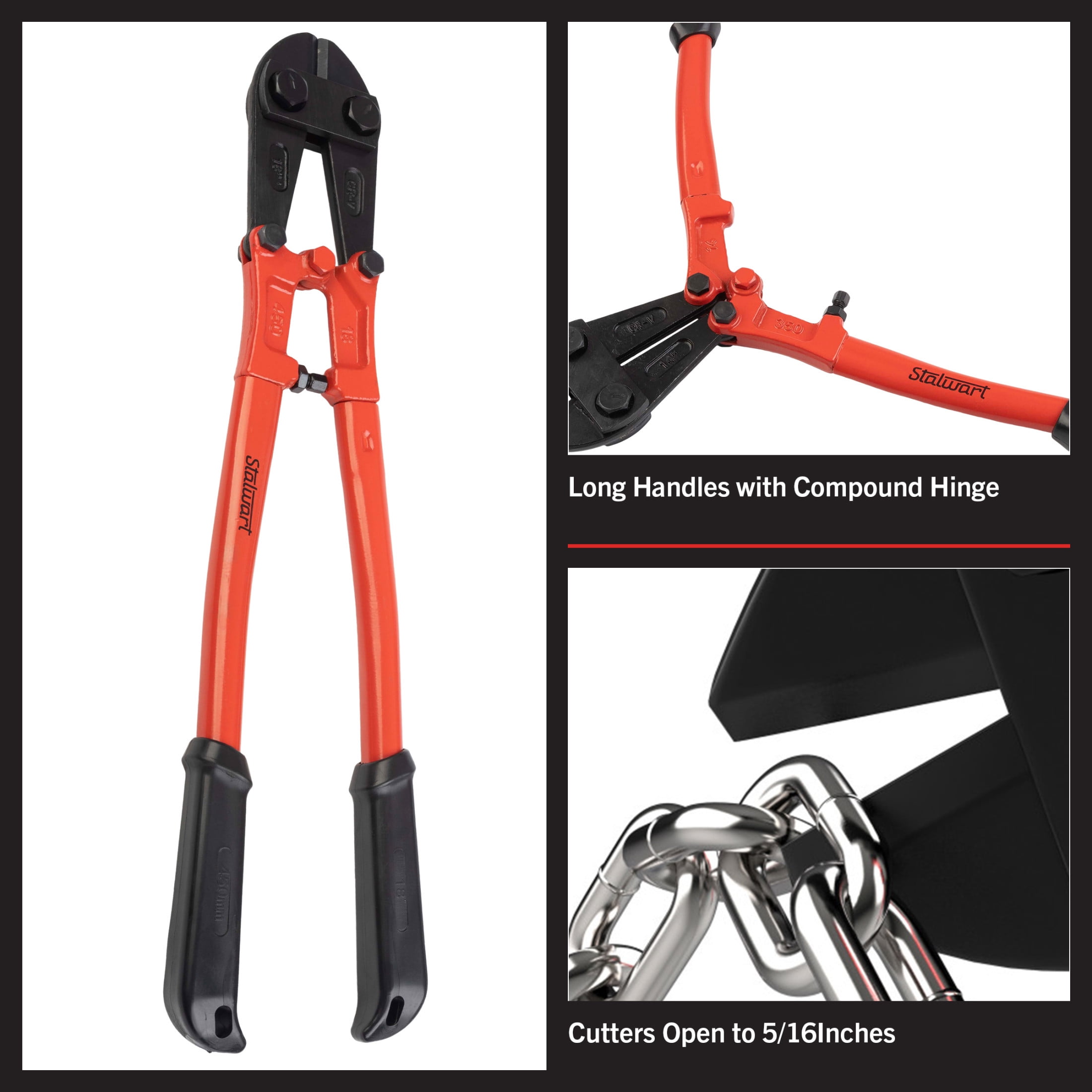 Stalwart 18-Inch Bolt Cutter Cuts 5/16-Inch Chains, Wires, Bolts and Locks