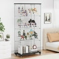 thumbnail image 4 of 4 Tier Glass Display Cabinet, Double Door Glass Cabinet with Two Locks, Floor Standing Storage Cabinet with 6 Acrylic Shelves for Living Room, Bedroom and Office, 4 of 9
