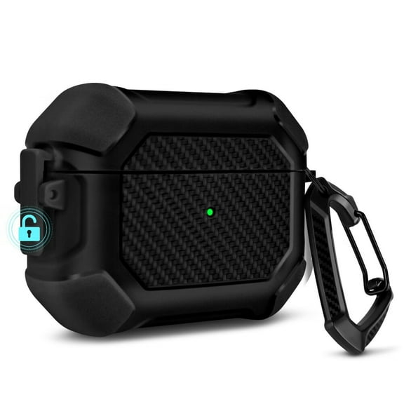 AirPods Pro 2nd Generation Case with Secure Lock,Cool Military Armor Case with Keychain for Women Girls Men Soft TPU Full Body Protection Bumper Shockproof Cover for AirPods Pro 2-Black