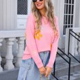thumbnail image 5 of Bixock Women Fall and Winter Top,Women Sweater,Women's Comfortable Round Neck Long Sleeved Floral Embroidery Casual Pullover Sweater, 5 of 5