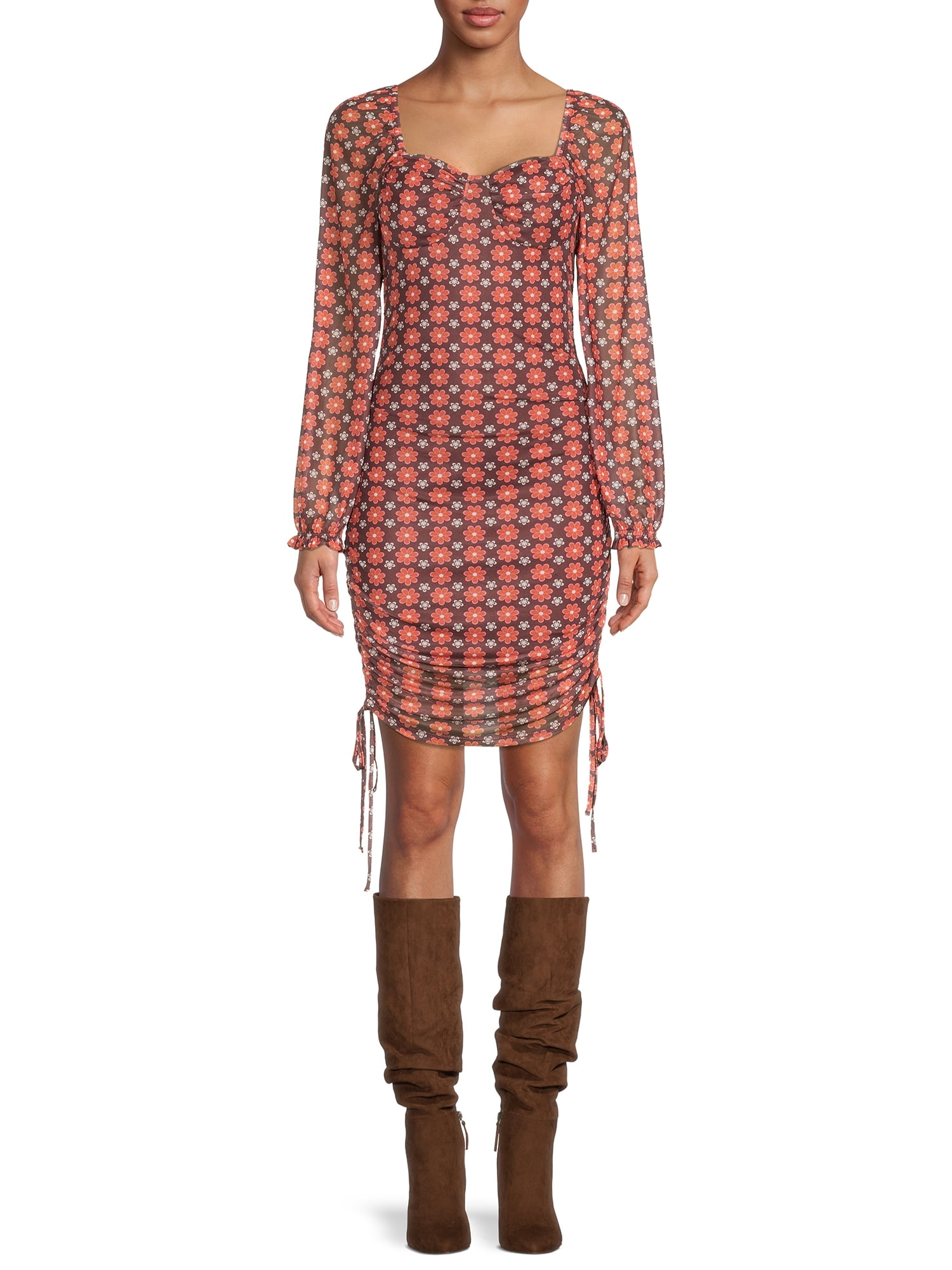 Madden NYC Women's and Junior's Ruched Bodycon Dress