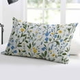 thumbnail image 4 of Yellow Blue Wildflowers Throw Pillow Cover Case, Couch Sofa Bed Pillowcase, Soft Decorative Lumbar Pillow Protector, Rustic Spring Botanical Floral 12x20Inch Reversible Pillow Shams with Zipper, 4 of 6