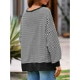 thumbnail image 4 of Women's Fall Oversized Sweatshirt Casual Waffle Knit Long Sleeve Crewneck Split Pullover Tunic Tops, 4 of 6