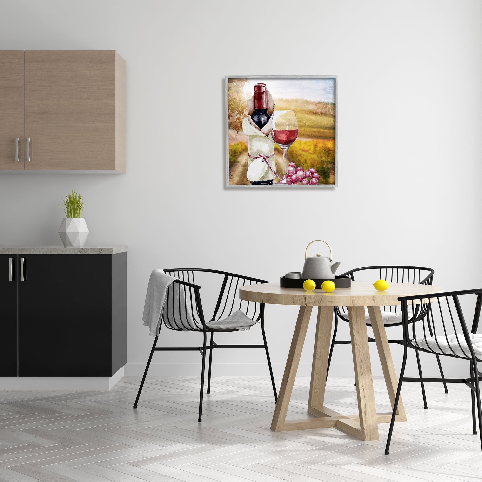 Stupell Industries Wine Bottle Scenery Food & Beverage Painting Gray Framed Art Print Wall Art, 24 x 24
