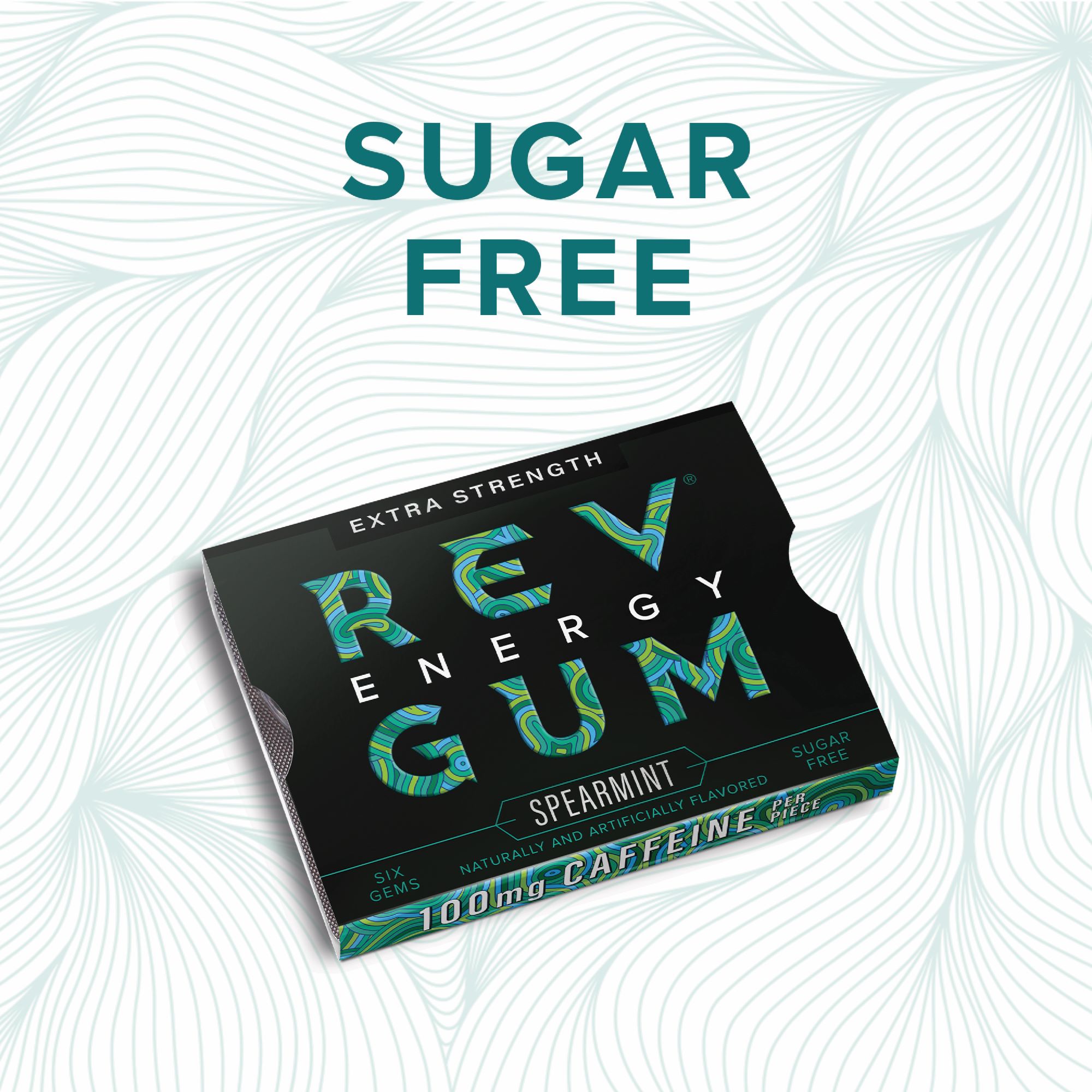 Rev Gum Sugar Free Extra Strength Spearmint Energy Gum, 12 Pks (72 Count)