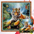 thumbnail image 1 of Kit Punto Cruz Tigres Hilo Algodón Ecológico Bordado 11CT 40x40cm, 1 of 9