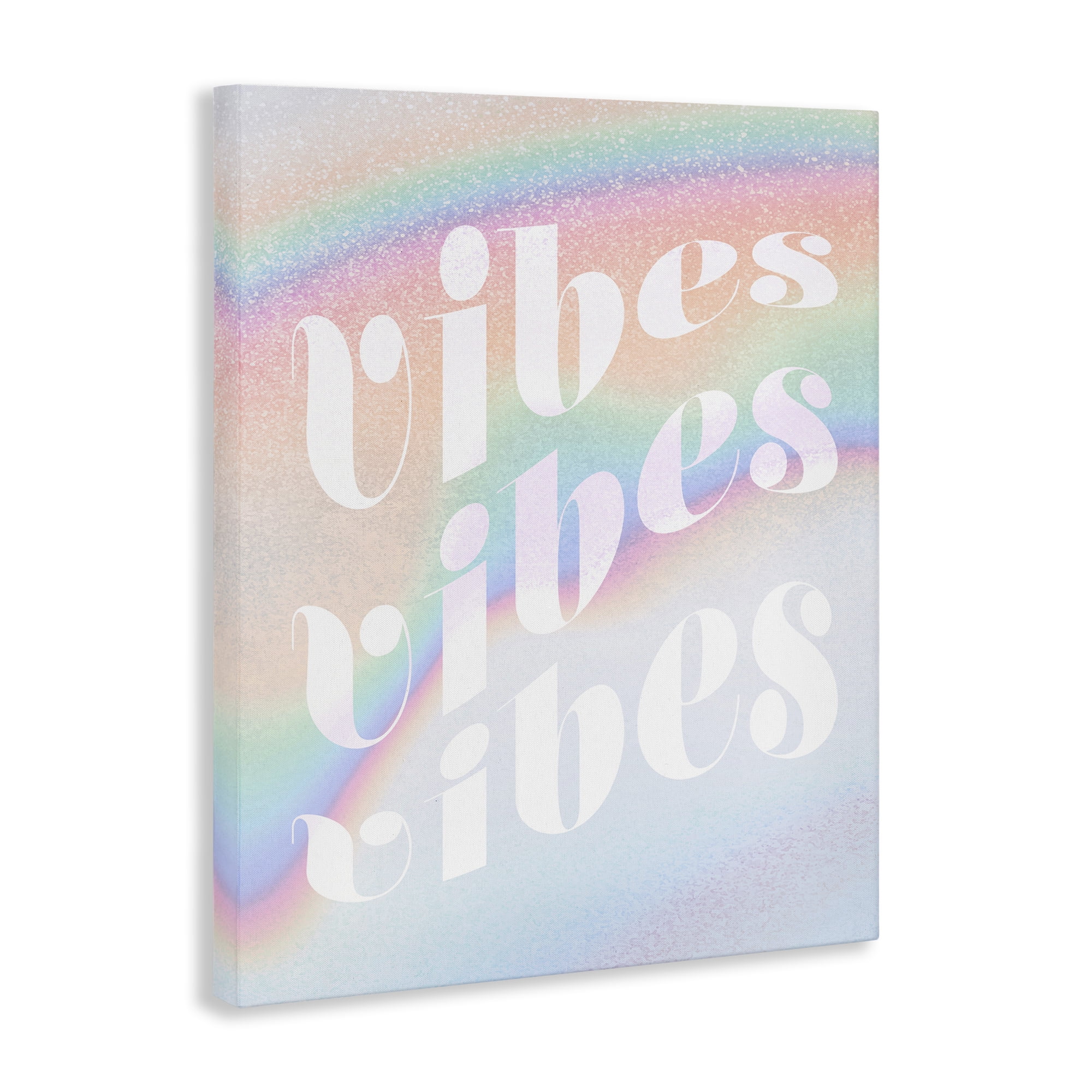 Stupell Industries Vibes over Glam Rainbow Text & Numbers Painting Wrapped Canvas Art Print Wall Art, 16 x 20