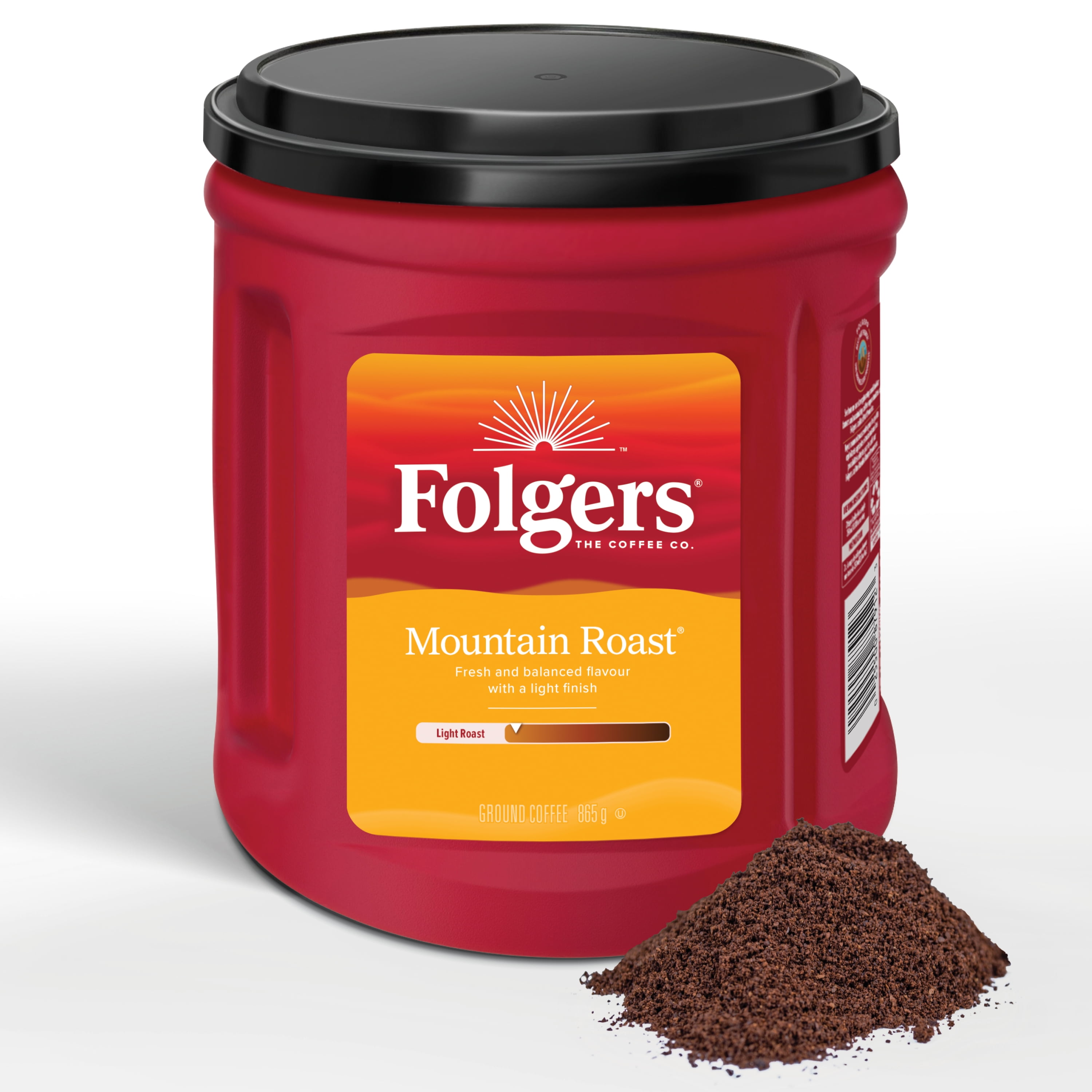 Folgers Mountain Roast Light Roast Ground Coffee 865 g, 865g