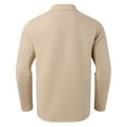 thumbnail image 7 of Mens Pique Shirts Solid Color Zipper Lapel Long Sleeved Top Dressy Shirts, 7 of 7