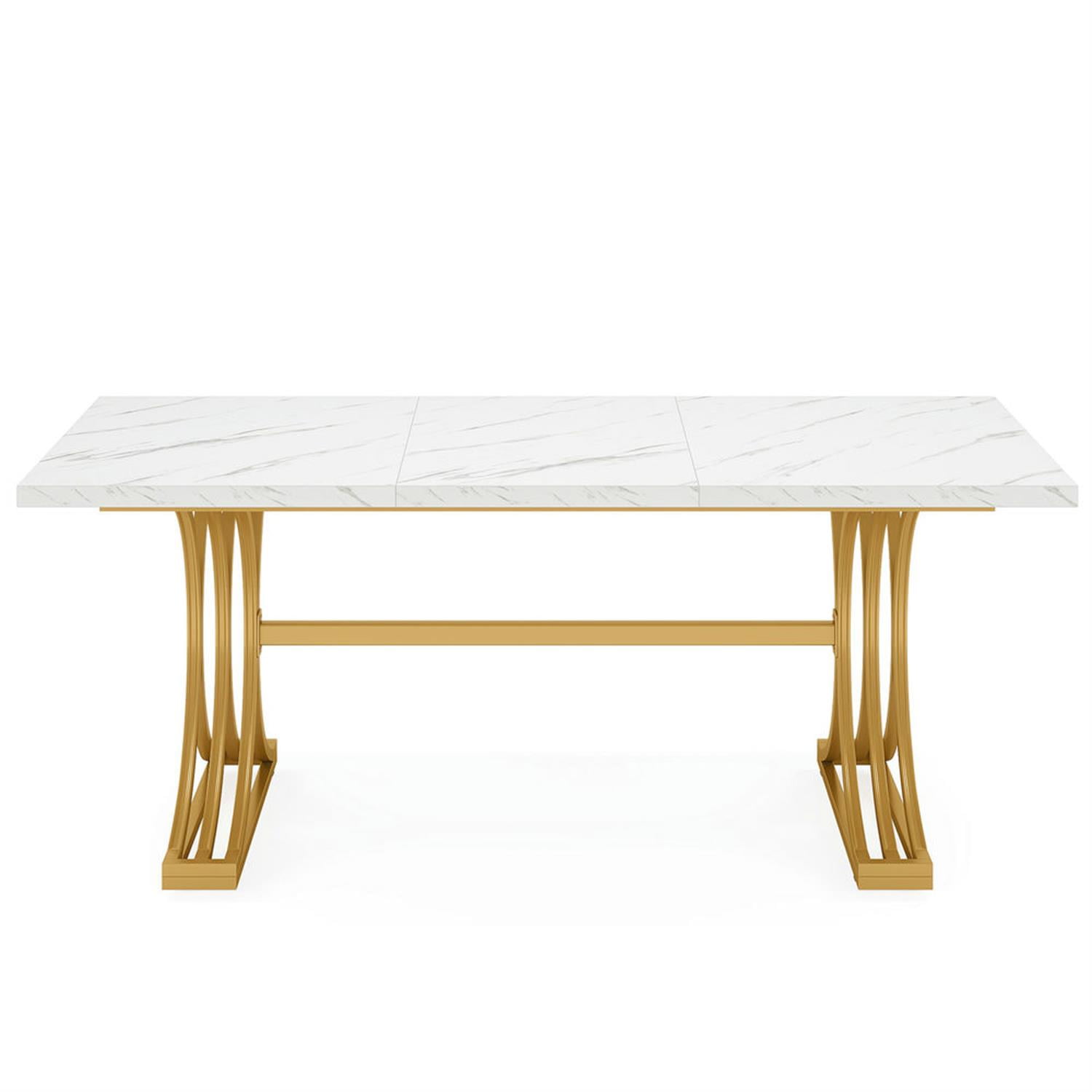 Demi Bonn 63" Executive Computer Desk with Faux Marble Tabletop, Modern Duty Study Writing Gaming Table for Home Office, Gray