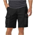 thumbnail image 4 of Erwazi Men's Solid Color Elastic Waist Cargo Shorts Casual Sraight Leg Work Shorts with Multi Pockets, 4 of 5