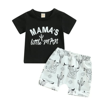 

Cute Western Baby Boy Summer Clothes Cow Print T Shirt Jogger Shorts Set Newborn Toddler Cowboy Country 3M 6M 12M 18M