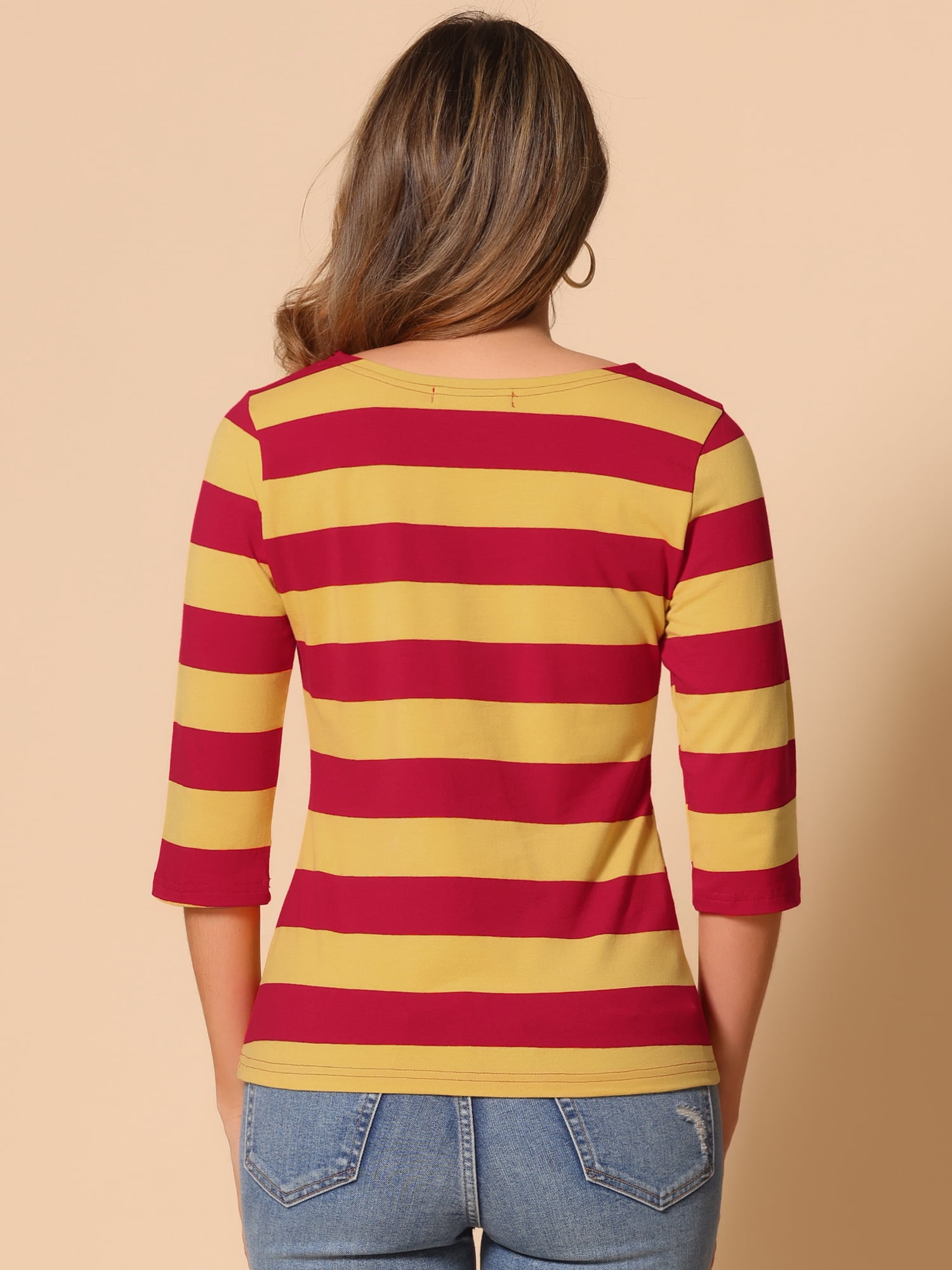 DARING DIVA Women's Halloween Costume Boat Neck Top T-Shirts XS Yellow Red