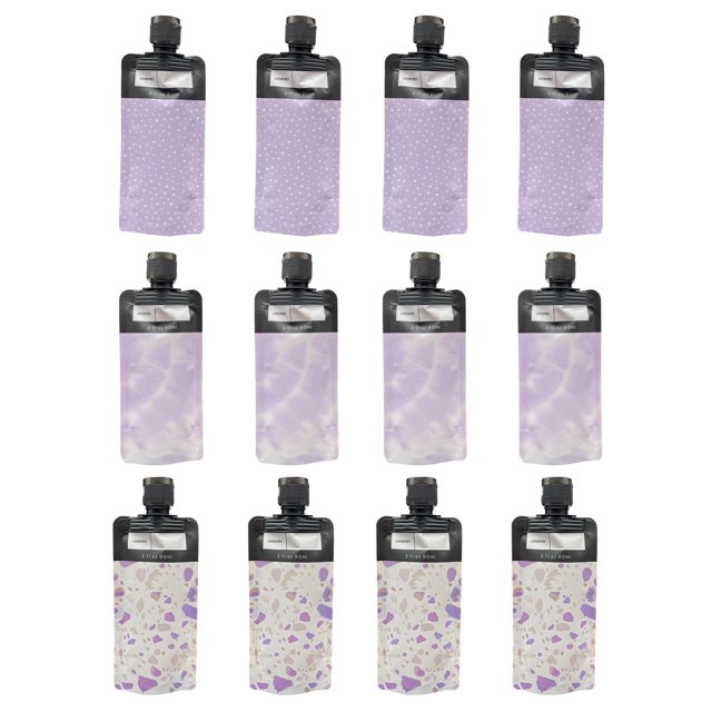 Laklulu 12 Uds. Bolsa de embalaje de almeja de 90 ml bolsa de embalaje de maquillaje fluido de viaje para loción/champú/crema facial/jabón de manos/máscara de barro