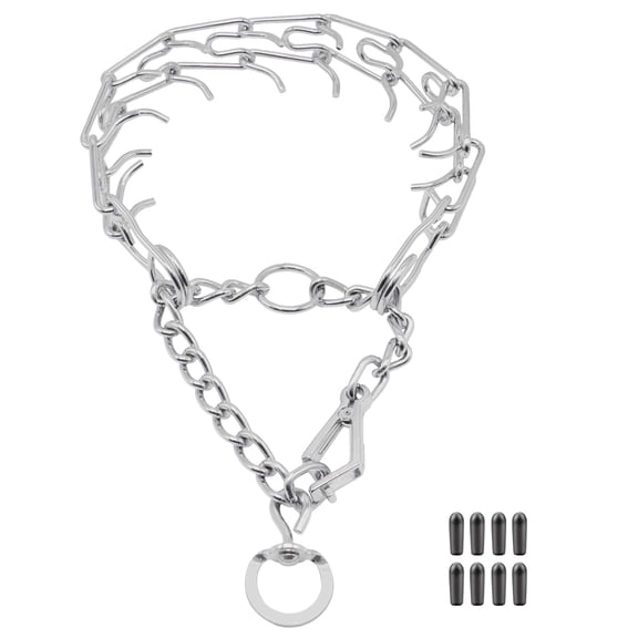Libbipaw Ultra-Plus Adjustable Strap Prong Collar with Quick Release Clip for Small Dogs, Silver