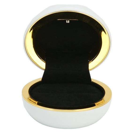 Boîte de Rangement pour Bagues à DEL, Boîte d'Exposition de Bagues en Plastique Portable, Élégante, Stylée, de Forme Unique pour Demande en Mariage et Fiançailles, Blanche