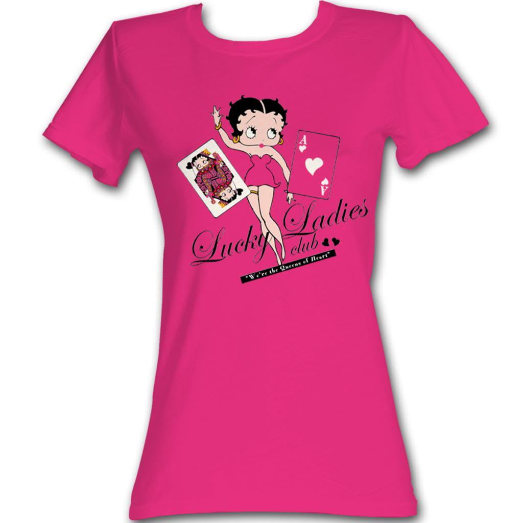 Betty Boop Lucky Lady Fuschia Junior Women's TShirt