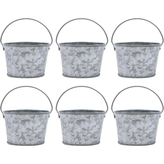 Hosley Set of 6 Mini Oval Tub Galvanized Planter 3.8 Inches Long Ideal for Floral Arrangements DIY Craft and Floral Projects Gifts Baskets Party Favors P9