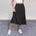 thumbnail image 4 of ZenCart Women Midi Skirt Elastic High Waist Large Hem Mid-calf Length Skirt Solid Color Commuting Style Skirt, 4 of 8