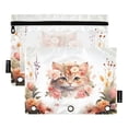 thumbnail image 2 of Cat Head Flowers Floral 2 Pack Pencil Pouches Zipper Pencil Case 3 Ring Pencil Pouch Cosmetic Bag, 2 of 6
