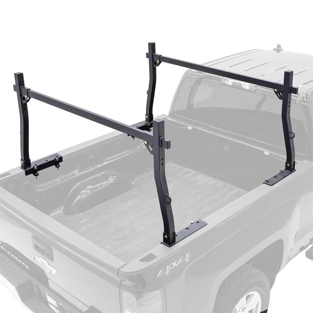 TAC Adjustable Truck Bed Ladder Rack 2 Bars Pick up Rack 500 lbs Capacity Utility Contractor Universal Custom Fit Kayak Canoe Boat Ladder Pipes Lumber Cargo Carrier Accessories 