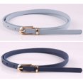 thumbnail image 2 of Maynos Women's Durable Fashion Skinny Adjustable Solid Color Thin PU Belt with Alloy Buckle, 7 Colors Options - Light Blue, 2 of 8