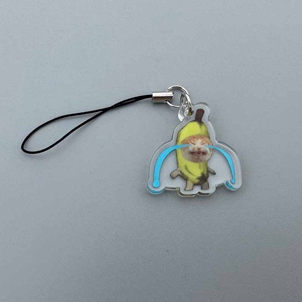 Cadena de teléfono móvil de Gato plátano feliz, colgante divertido de Gato El Gato Meme, cordón pequeño, colgante Maxwell, regalo para estudiantes, 2023