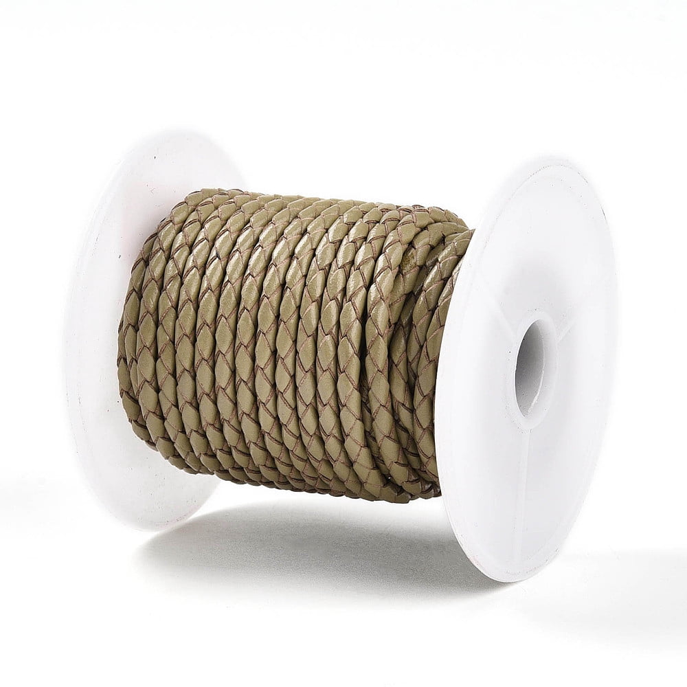 Cowhide Leather Cord Leather Rope String for Bracelets with Cotton Thread inside Tan 3mm 8.74 yards(8m)/roll