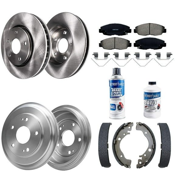 Detroit Axle - Brake Kit for 2012 2013 2014 2015 Honda Civic Front Disc Brakes Rotors Ceramic Pads Rear Brake Drums Semi-metallic Brake Shoes Replacement : 10.31" inch Front Rotor