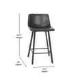 thumbnail image 5 of Merrick Lane Set of 2 Modern Black Faux Leather Upholstered Counter Stools with Contoured, Low Back Bucket Seats and Iron Frames, 5 of 12