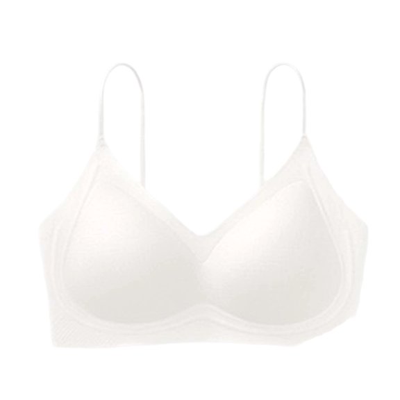 Ohufall Womens Seamless Bra with Thin Strap V Neck Bra Comfort Daily Underwear