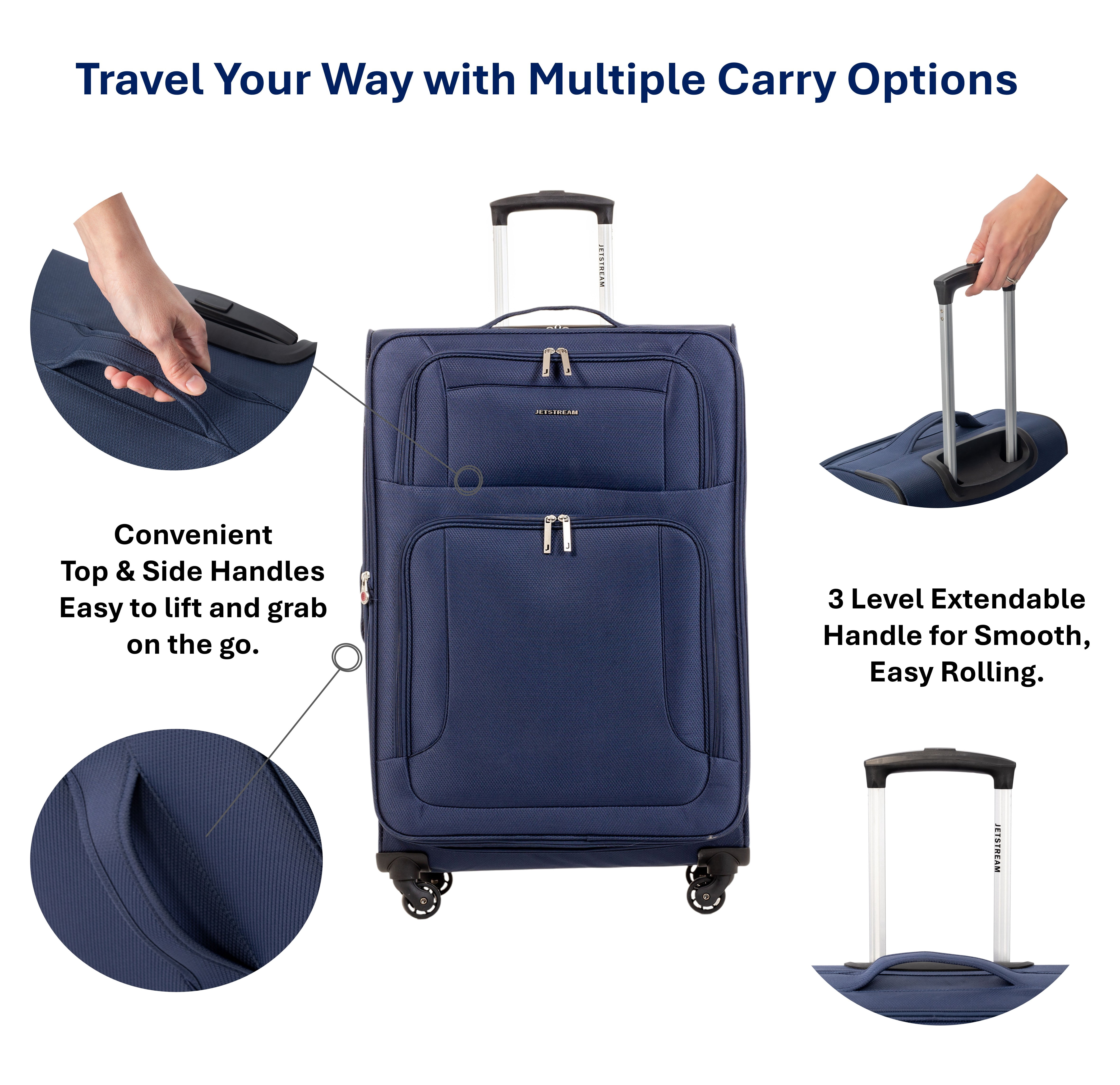 Jetstream Softside Large Checked Luggage, Lightweight Rolling Travel Suitcase with Spinner Wheels